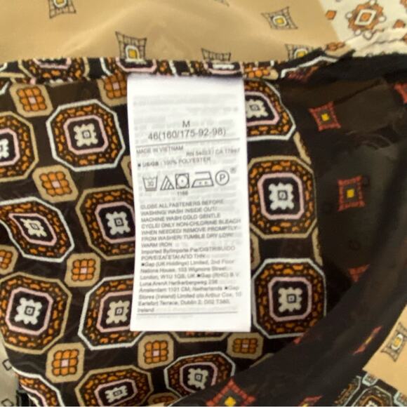 Banana Republic NWTs Eyelet Blouse Black Tan Patchwork Print size Medium - Picture 5 of 8